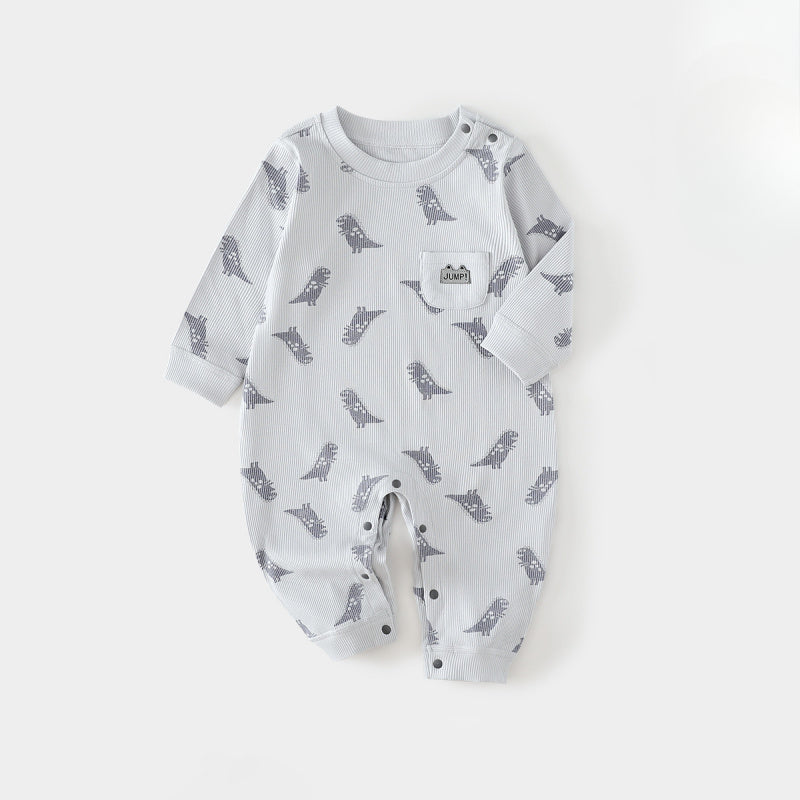 Cotton Long Sleeve Romper - Forest