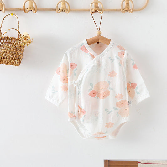 Cotton & Bamboo Muslin Long Sleeve Bodysuit - Pink Peony