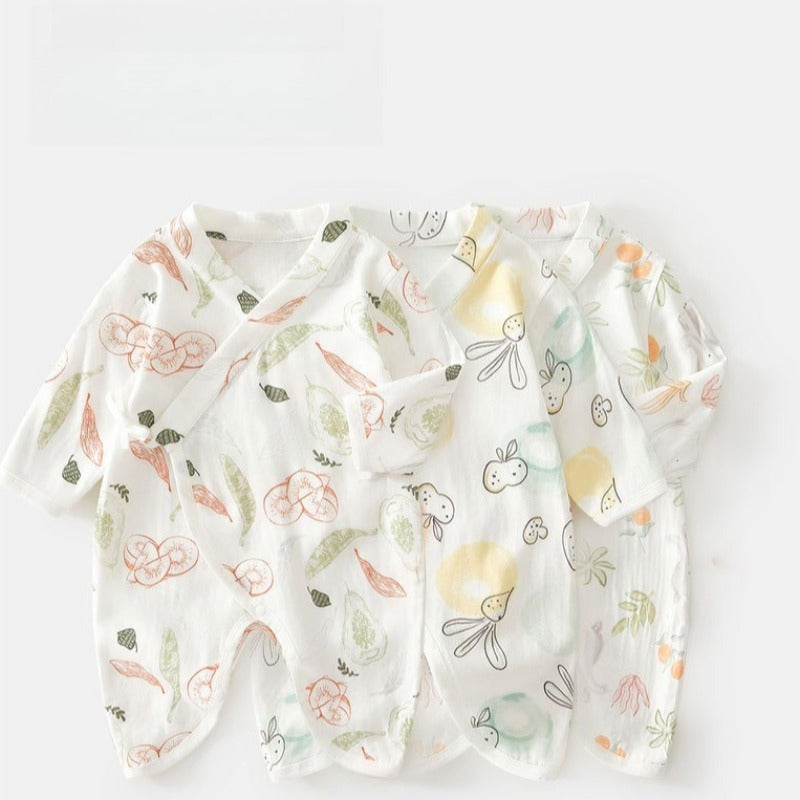 Cotton & Bamboo Muslin Long Sleeve Romper - Bread