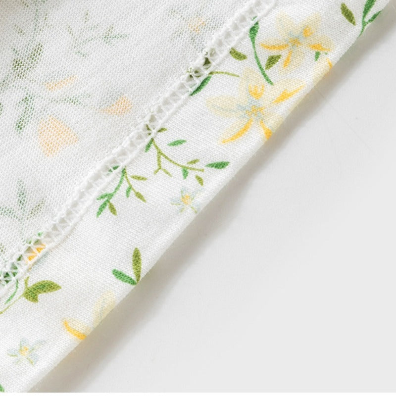 100% Cotton Flutter-Sleeve Dress - Yellow Spring Floral