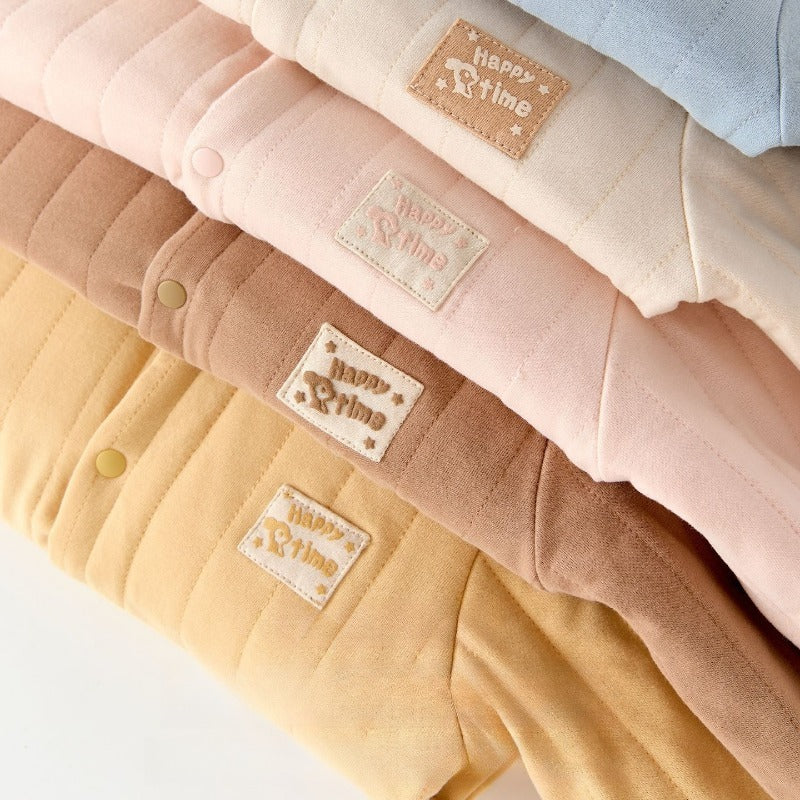 100% Cotton Quilted Hoodie Snap-Up Romper - Yellow