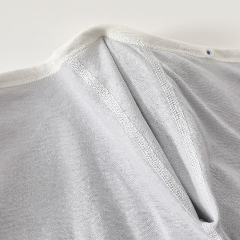 100% Cotton Long-Sleeve Kimono Romper - White Swan