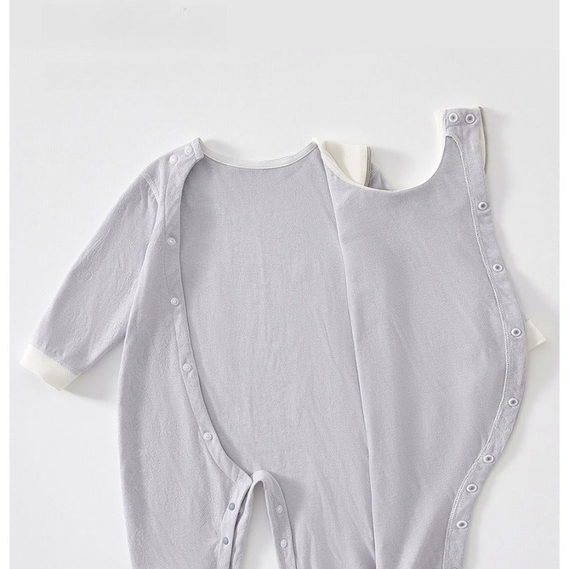 100% Cotton Long Sleeve Snap-Up Romper - Brown Airplane