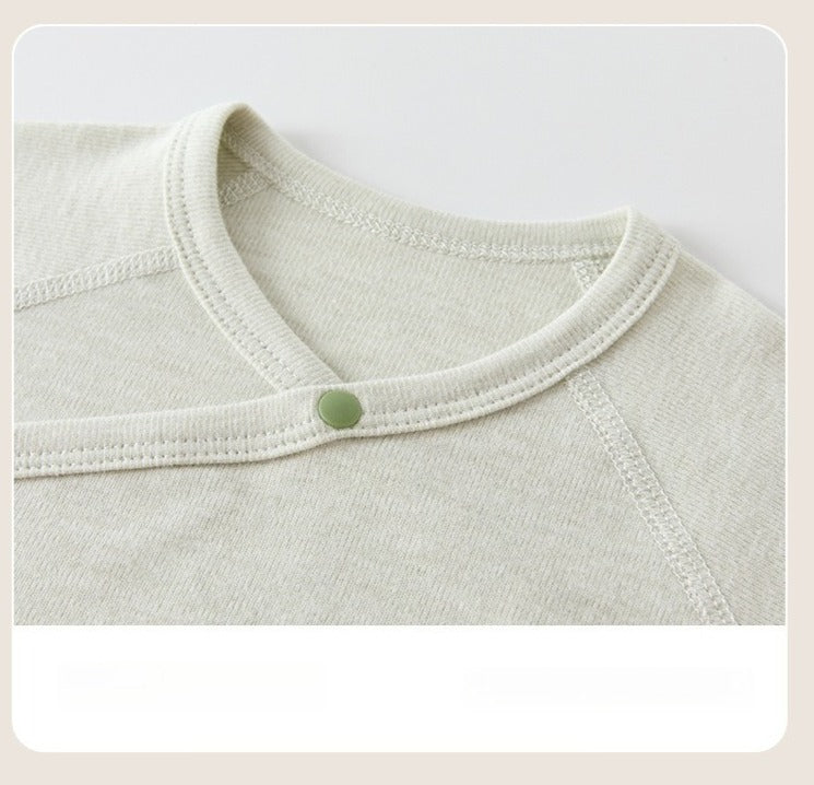 [2-Pieces Set] 100% Cotton Long Sleeve Side-Snap Bodysuit - Blue & Blue Stripe