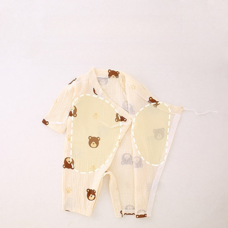 100% Cotton Long-Sleeve Kimono Romper - Little Tiger