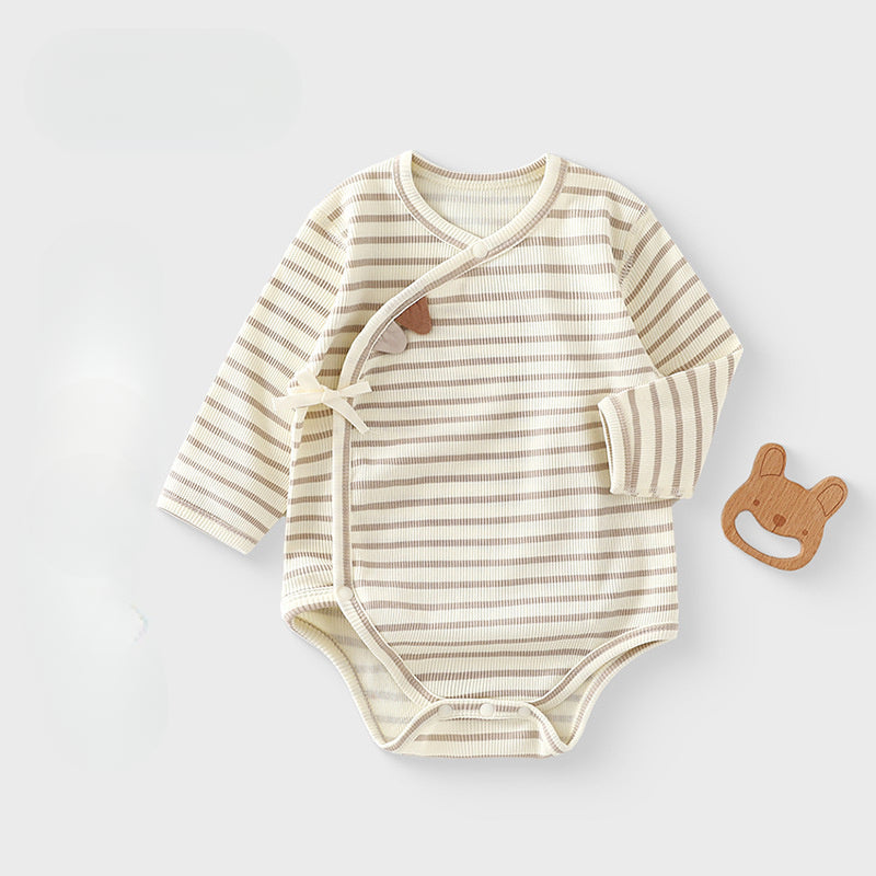 Cotton Long Sleeve Floral Bodysuit - Cute Stripe