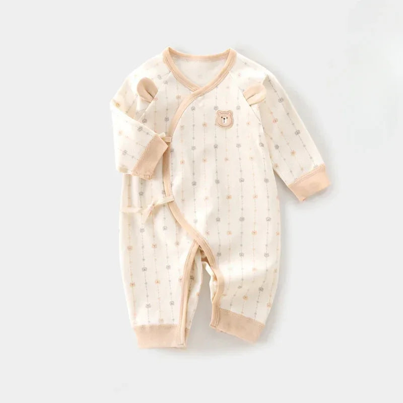 100% Cotton Long Sleeve Romper - Light Brown Bear - Organic Cotton Clubs