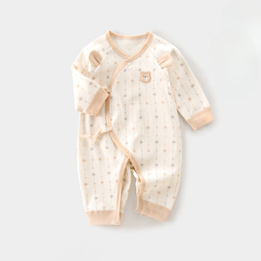 100% Cotton Long Sleeve Romper - Light Brown Bear - Organic Cotton Clubs