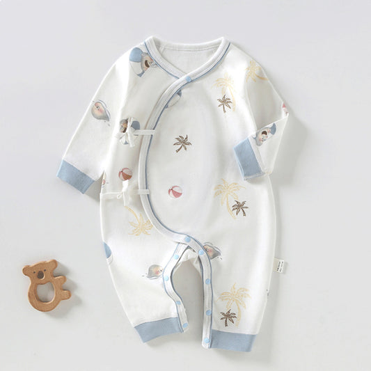 100% Cotton Long Sleeve Kimono Romper - Sea Lion