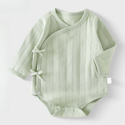 100% Cotton Long Sleeve Kimono Bodysuit - Green