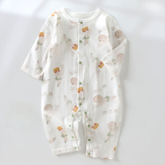 100% Cotton Long Sleeve Snap-Up Romper - Sea Lion