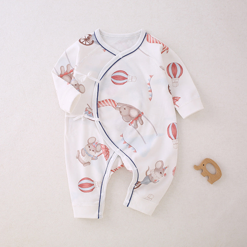 100% Cotton Long Sleeve Romper -  Peach