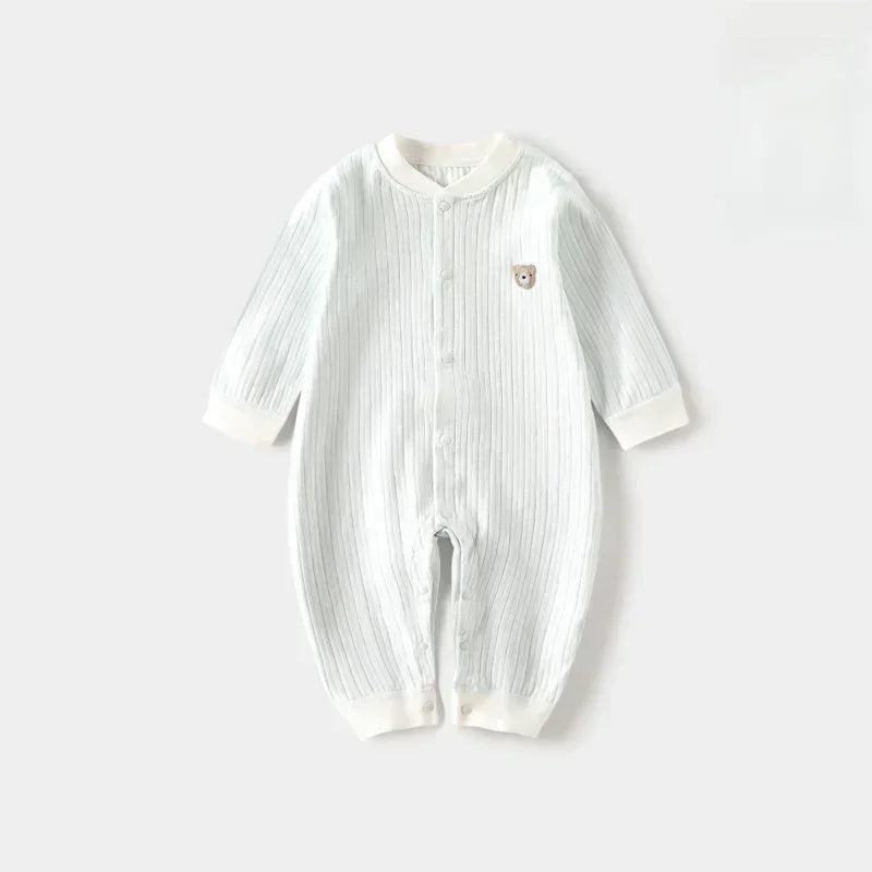 100% Cotton Long Sleeve Snap-Up Romper - Yellow Bear - Organic Cotton Clubs