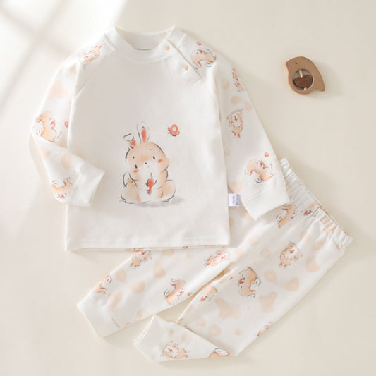 100% Cotton Long Sleeve Top & Pants Set - Cute Bunny