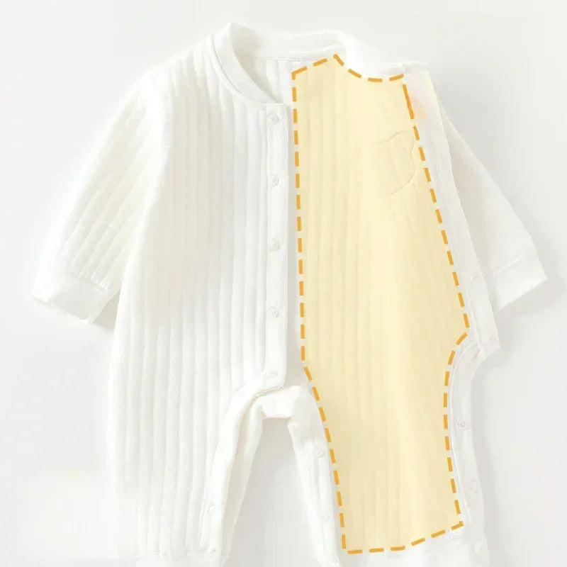 100% Cotton Warm Long Sleeve Snap-Up Romper - Pink Bear - Organic Cotton Clubs
