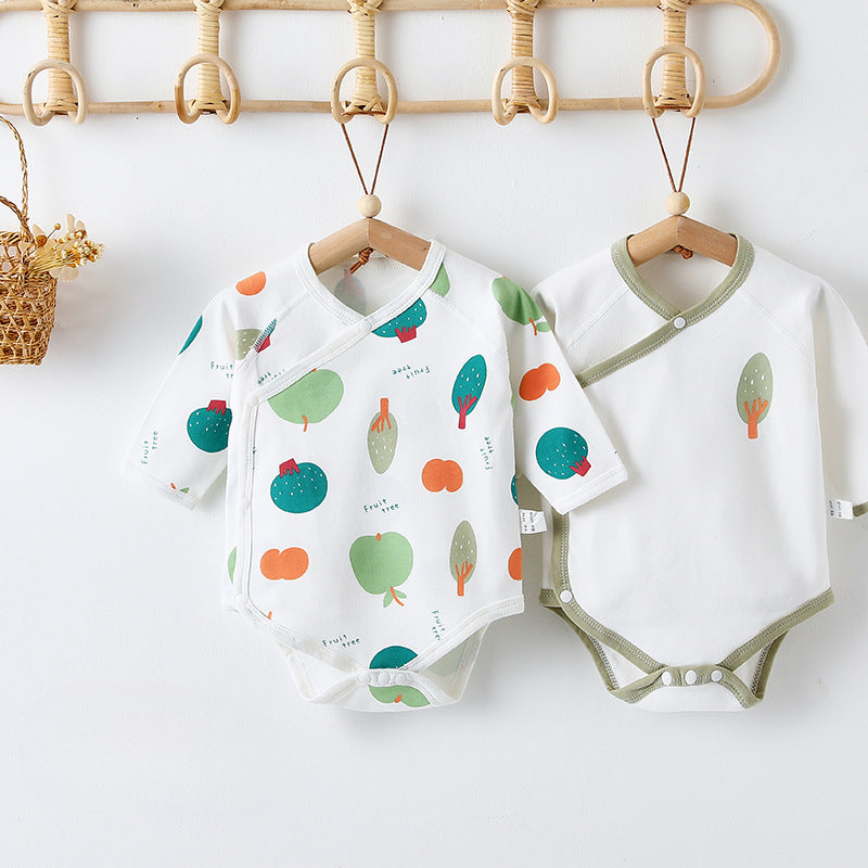 [2-Pieces Set] 100% Cotton Long Sleeve Bodysuit- Fruits - Organic Cotton Clubs