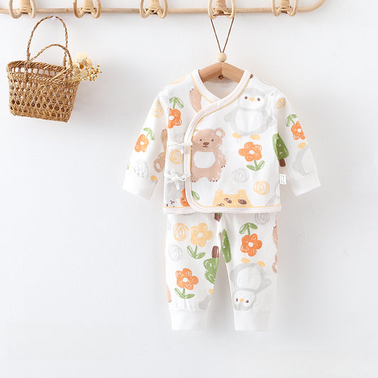 100% Cotton Long Sleeve Kimono Top & Pants Set - Zoo