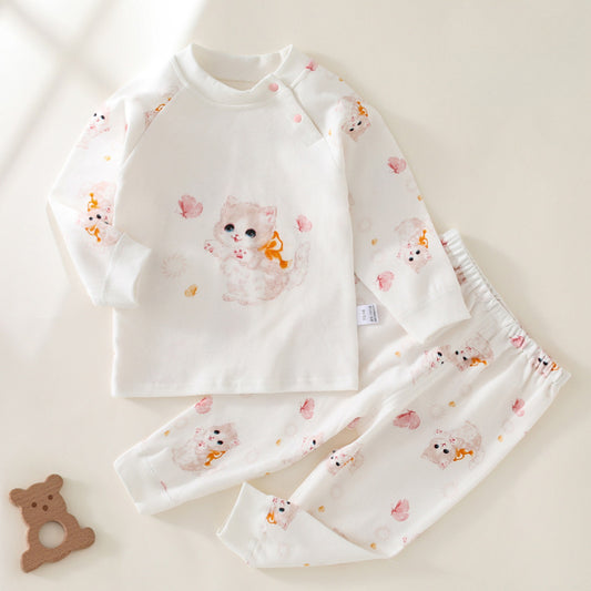 100% Cotton Long Sleeve Top & Pants Set - Adorable Cat
