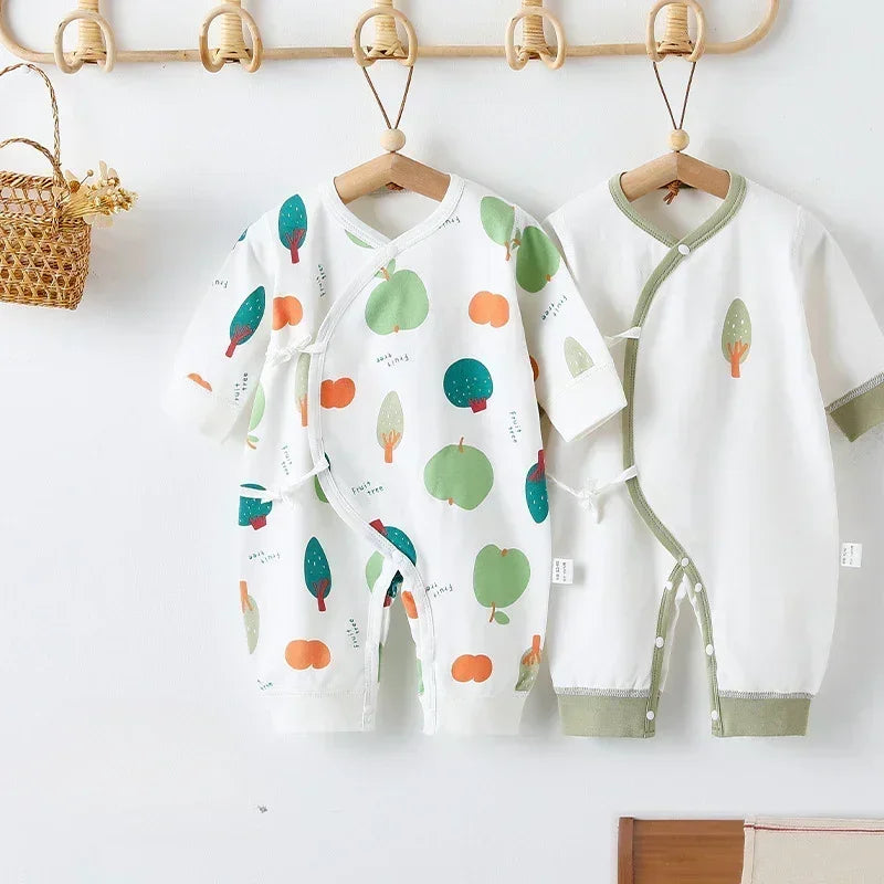 [2-Piece Set] 100% Cotton Long Sleeve Romper - Fruits - Organic Cotton Clubs