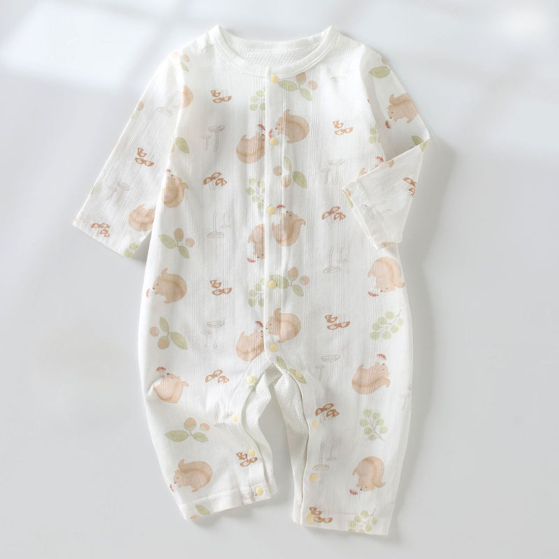 100% Cotton Long Sleeve Snap-Up Romper - Zebra & Bunny