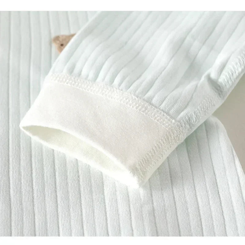 100% Cotton Long Sleeve Snap-Up Romper - Yellow Bear - Organic Cotton Clubs