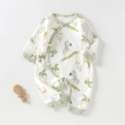 100% Cotton Long Sleeve Kimono Romper - Zebra
