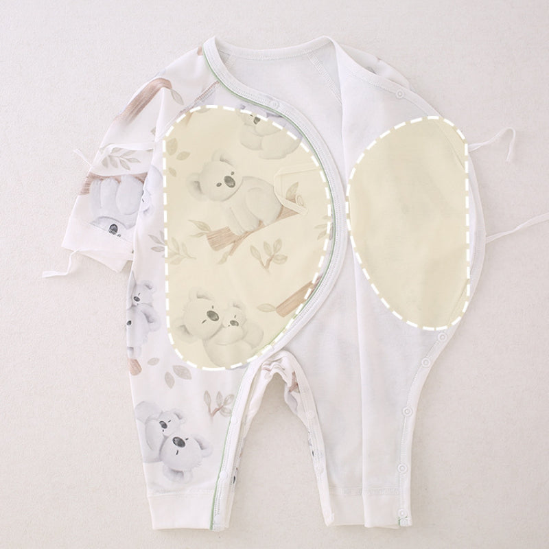 100% Cotton Long Sleeve Romper -  Peach