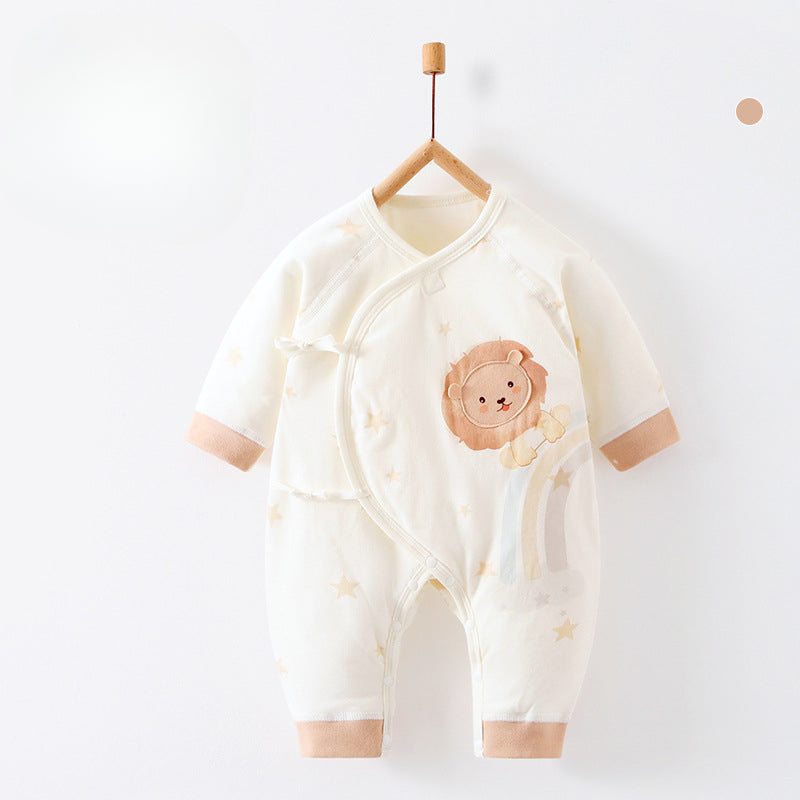 100% Cotton Long Sleeve Quilted Romper - Green Lion