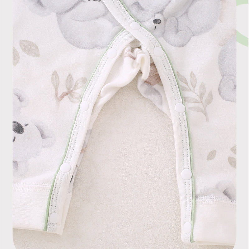 100% Cotton Long Sleeve Romper -  Peach