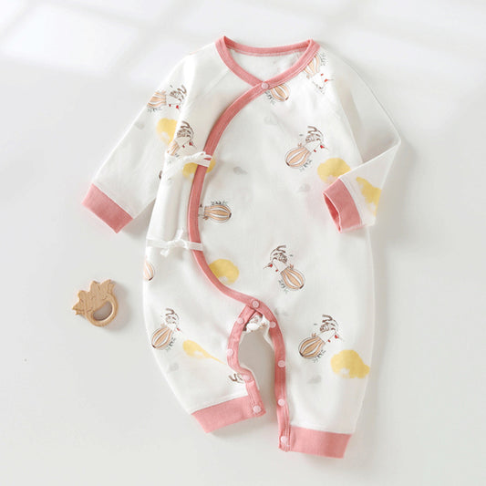 100% Cotton Long Sleeve Kimono Romper - Bird