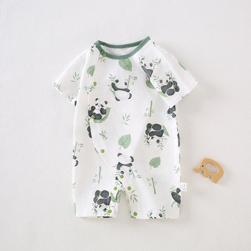 Cotton & Bamboo Muslin Short Sleeve Romper - Pear & Bunny