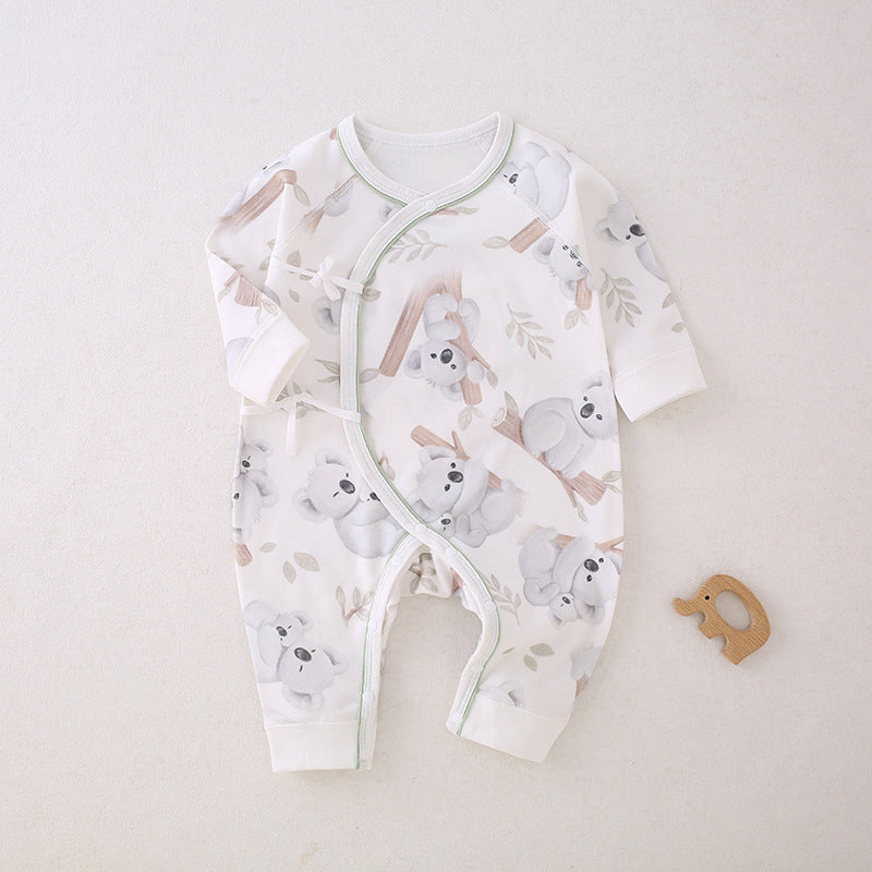 100% Cotton Long Sleeve Romper -  Peach