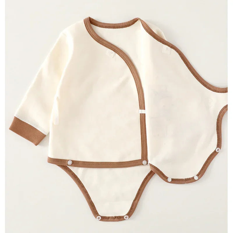 Cotton Long Sleeve Bodysuit with Velcro Closure - Blue Deer - Organic Cotton Clubs
