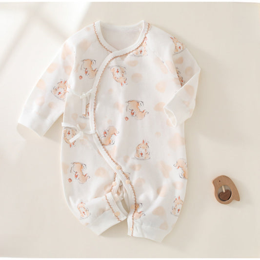 100% Cotton Long Sleeve Kimono Romper - Cute Bunny