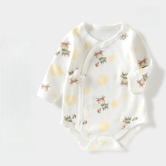100% Cotton Long Sleeve Kimono Bodysuit - Sika Deer