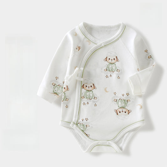 100% Cotton Long Sleeve Kimono Bodysuit - Sheep