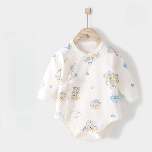 100% Cotton Long Sleeve Kimono Bodysuit - Astronaut Bear