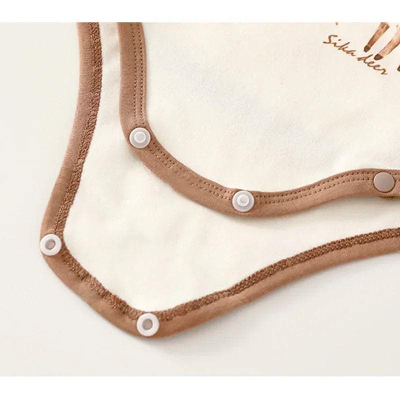 Cotton Long Sleeve Bodysuit with Velcro Closure - Blue Deer - Organic Cotton Clubs