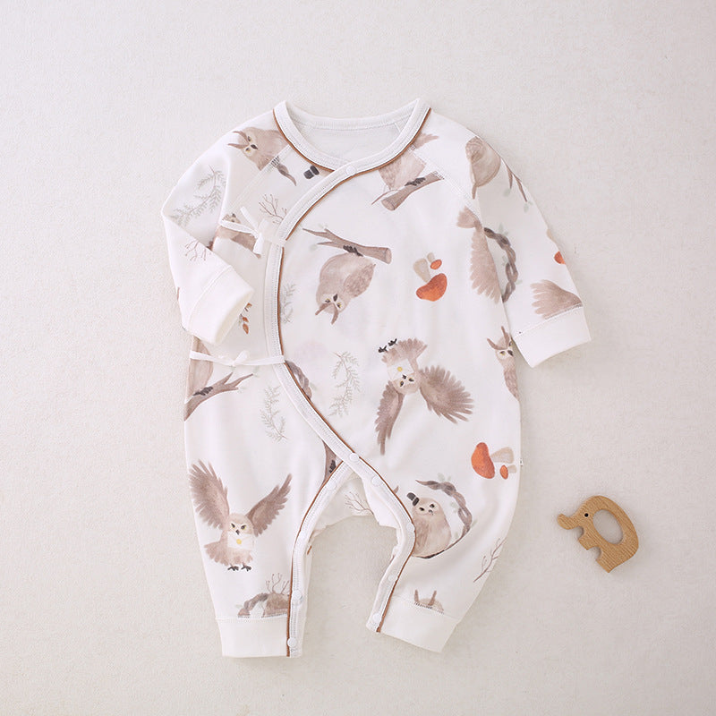 100% Cotton Long Sleeve Romper -  Peach