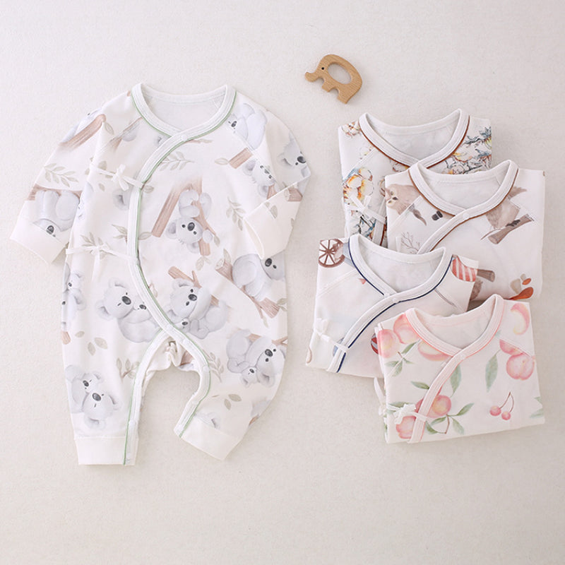 100% Cotton Long Sleeve Romper -  Peach