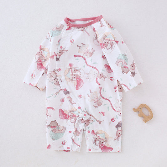 Cotton & Bamboo Muslin Long Sleeve Romper - Bunny
