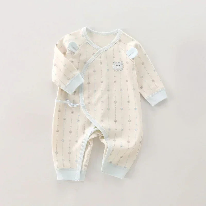 100% Cotton Long Sleeve Romper - Light Brown Bear - Organic Cotton Clubs