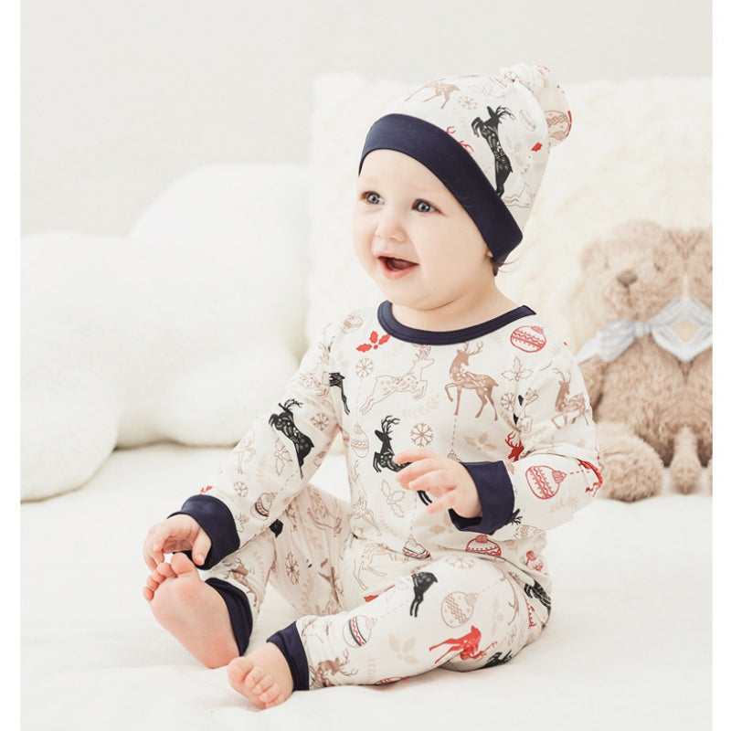 🎄Bamboo Top & Bottom Pajama Set - Snow House - Organic Cotton Clubs