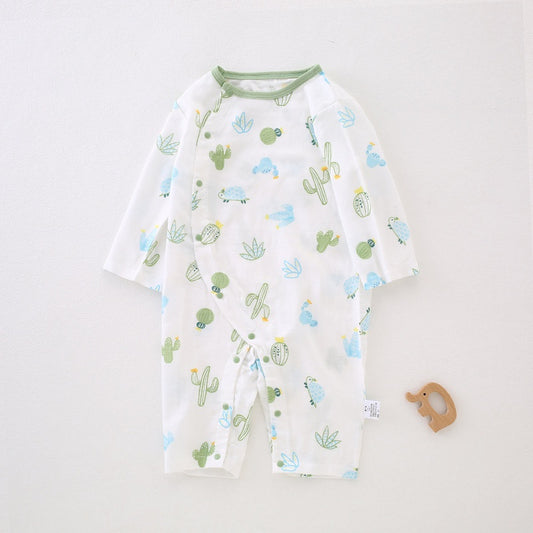 Cotton & Bamboo Muslin Long Sleeve Romper - Cactus