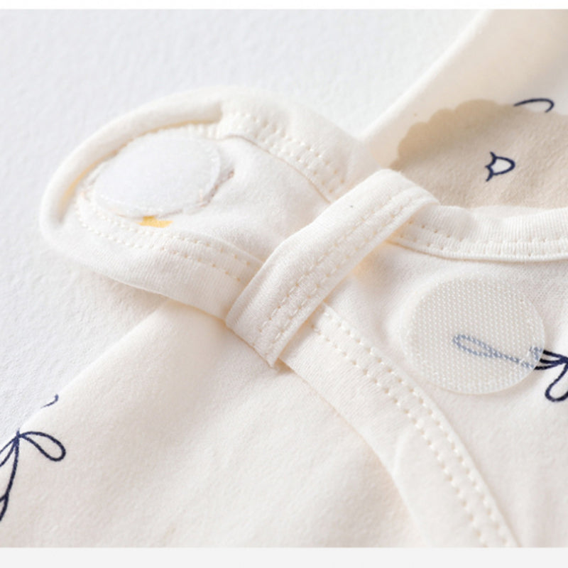 100% Cotton Long Sleeve Romper with Velcro Closure - Heart with Flower