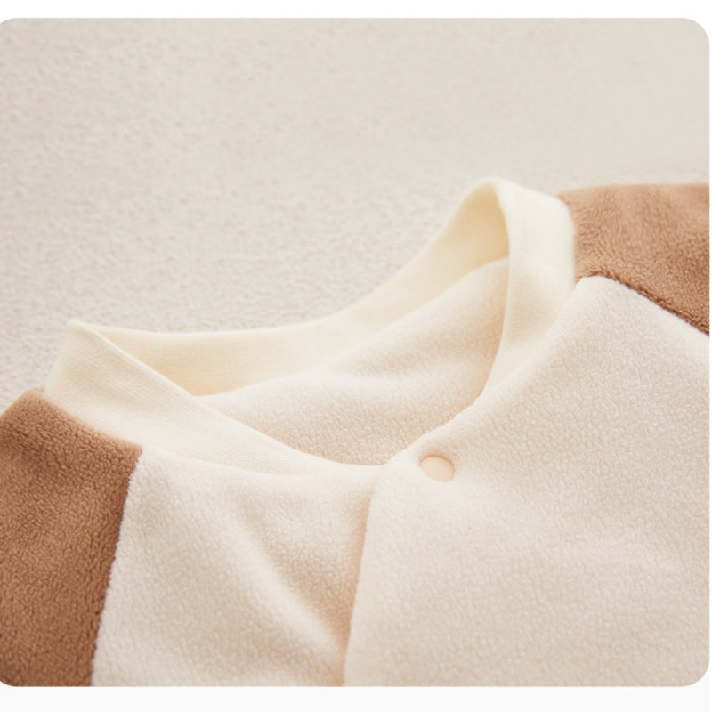 Barboteuse matelassée à manches longues, 100 % coton, extra chaude – Lapin marron