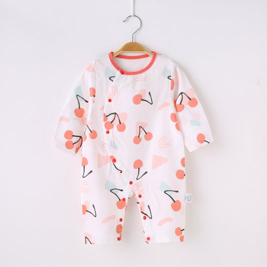 Cotton & Bamboo Muslin Long Sleeve Romper - Little Cherry