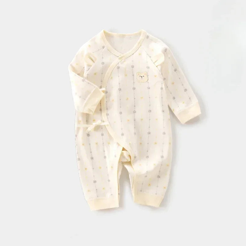 100% Cotton Long Sleeve Romper - Light Brown Bear - Organic Cotton Clubs