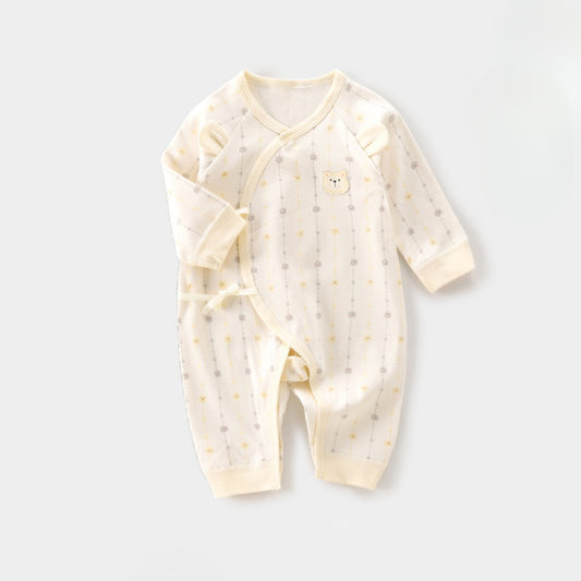 100% Cotton Long Sleeve Romper - Light Brown Bear - Organic Cotton Clubs