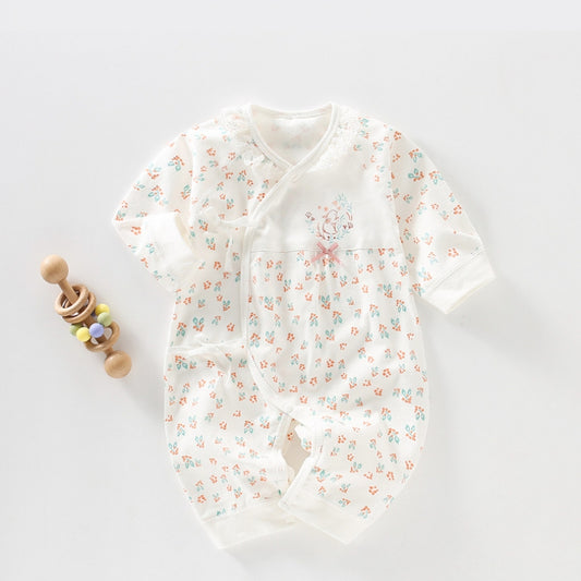 100% Cotton Long Sleeve Wrap Romper - Floral - Organic Cotton Clubs